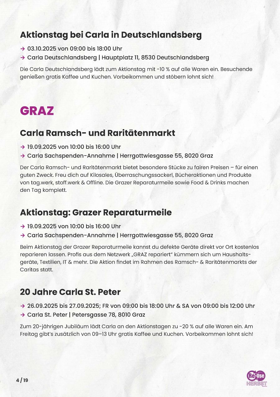 Seite 4: Programm Re-Use-Herbst Steiermark 2025