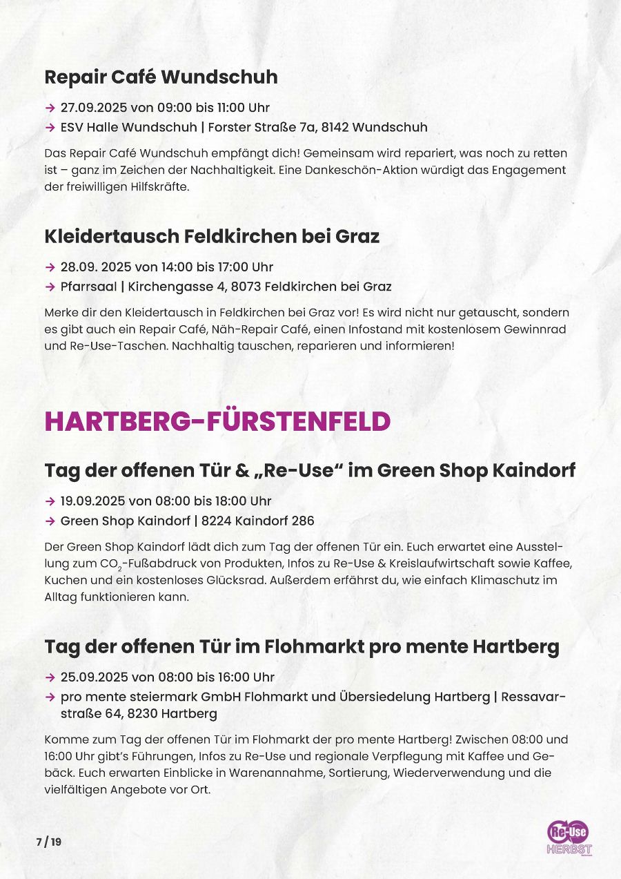 Seite 7: Programm Re-Use-Herbst Steiermark 2025