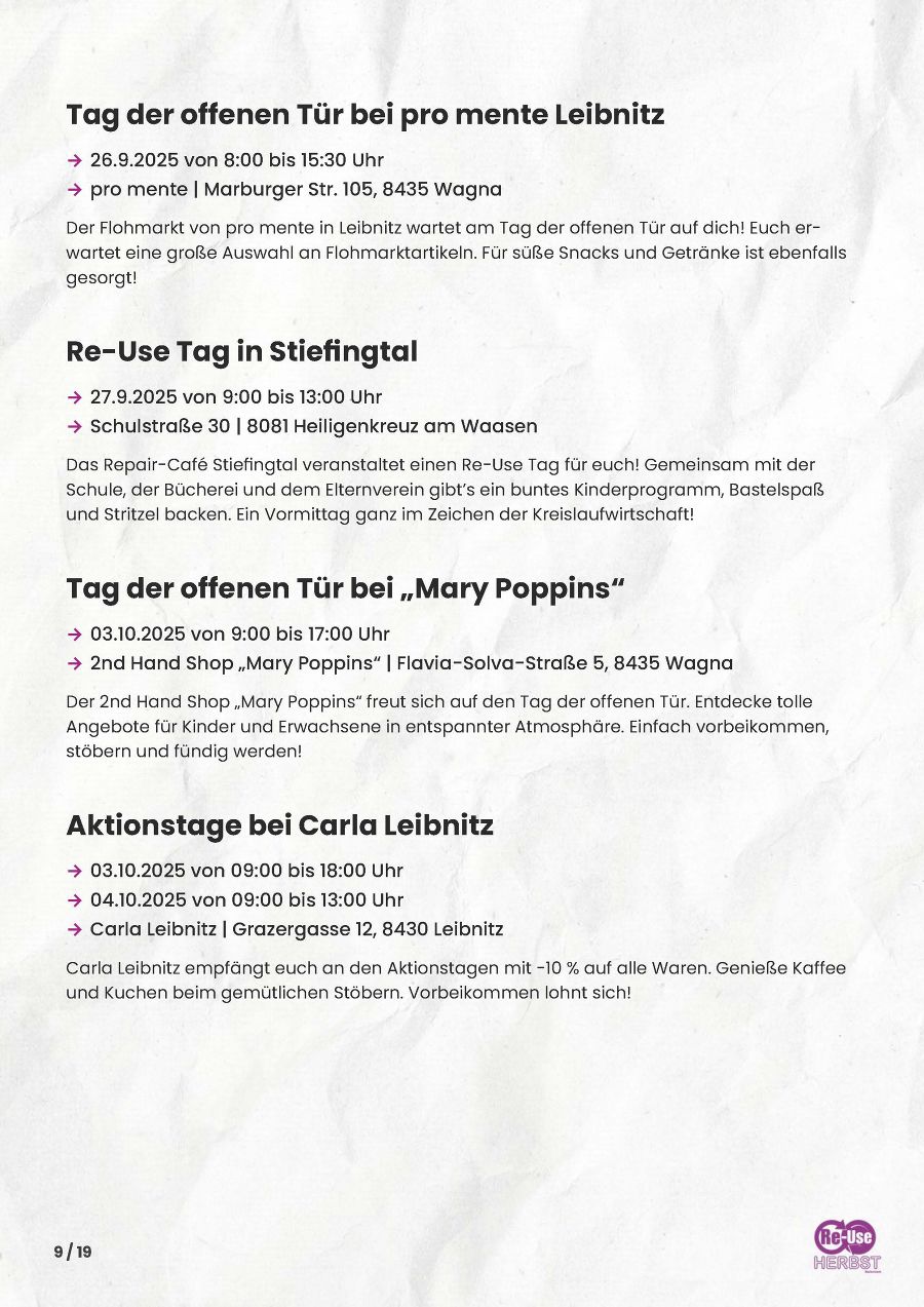 Seite 9: Programm Re-Use-Herbst Steiermark 2025