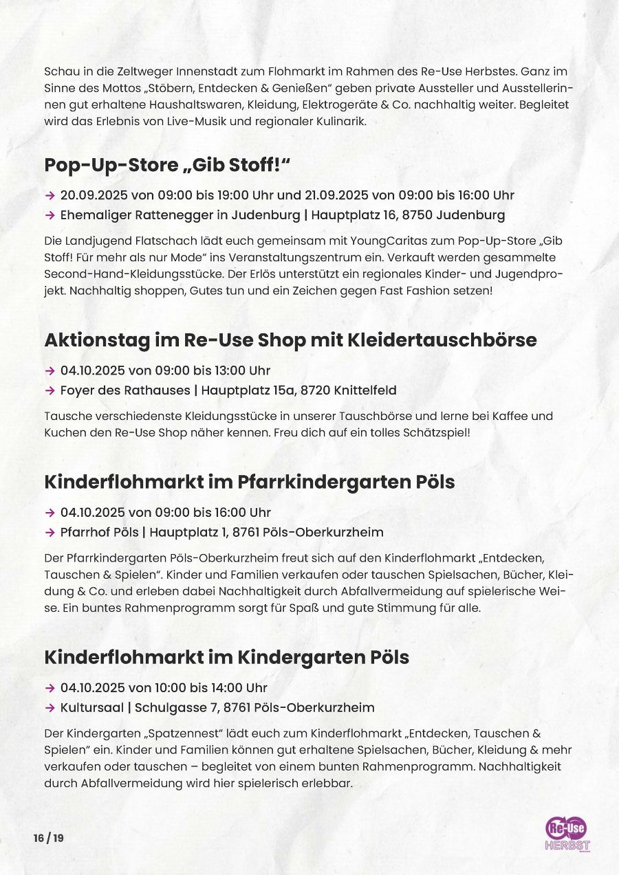 Seite 16: Programm Re-Use-Herbst Steiermark 2025