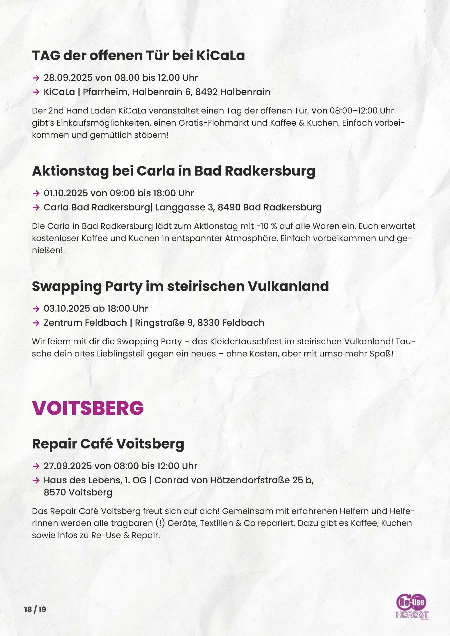 Seite 18: Programm Re-Use-Herbst Steiermark 2025