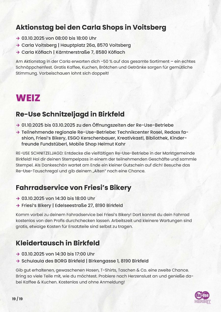 Seite 19: Programm Re-Use-Herbst Steiermark 2025