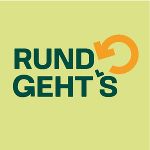 Logo mit grünem Text Rund Geht´s und gelbem Kreis-Pfeil rechts.