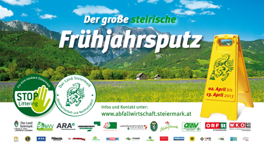 Plakat: "Saubere Steiermark 2013" kann mit einem Mausklick auf das Bild heruntergeladen werden!