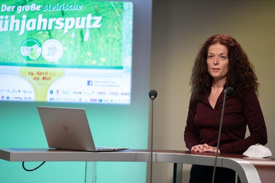 Auftakt zum Frühjahrsputz 2021; Mag. Dr. Ingrid Winter (Leiterin des Referates Abfall- und Ressourcenwirtschaft, Abt. 14, Land Steiermark)