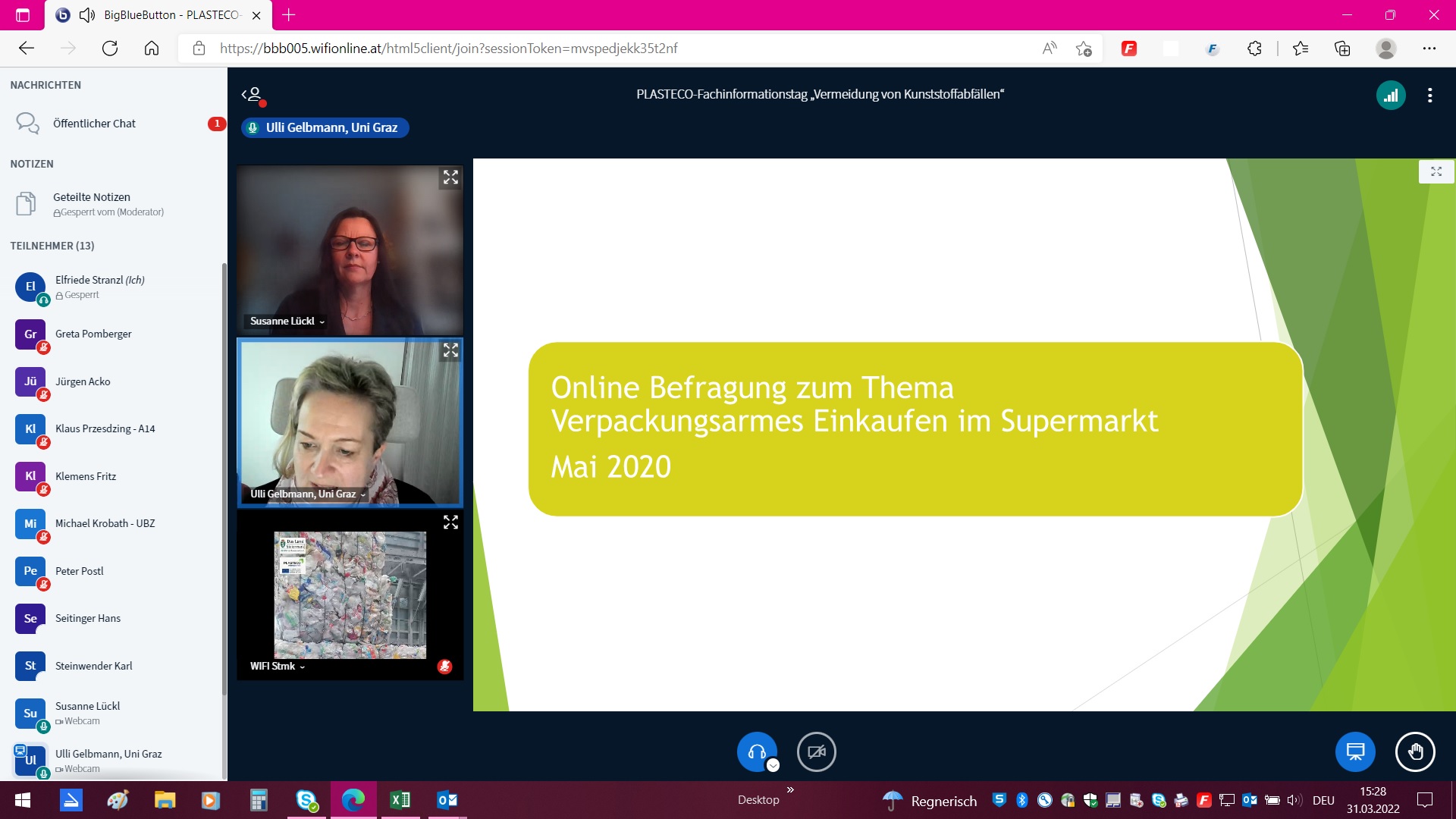 Screenshots zur Online-Veranstaltung "Fachinformationstag am 31.03.2022