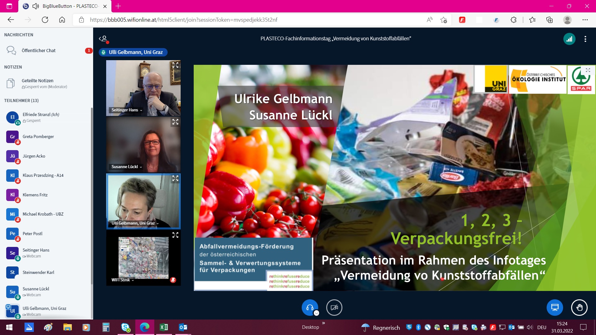 Screenshots zur Online-Veranstaltung "Fachinformationstag am 31.03.2022