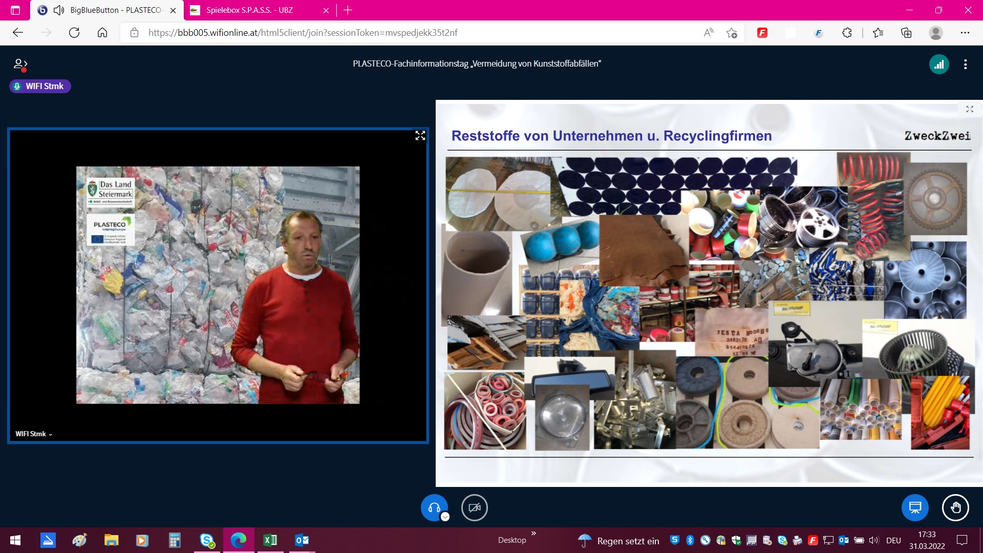 Screenshots zur Online-Veranstaltung "Fachinformationstag am 31.03.2022