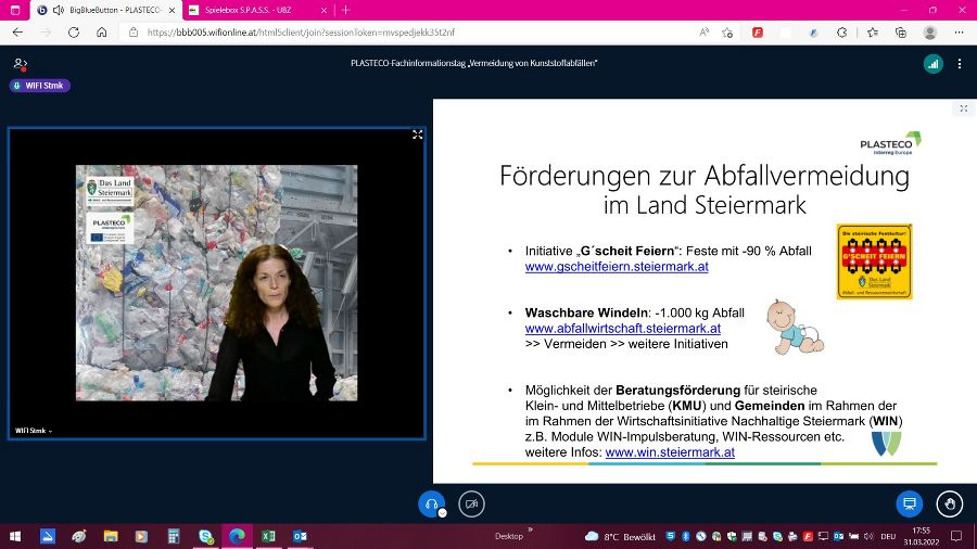 Screenshots zur Online-Veranstaltung "Fachinformationstag am 31.03.2022