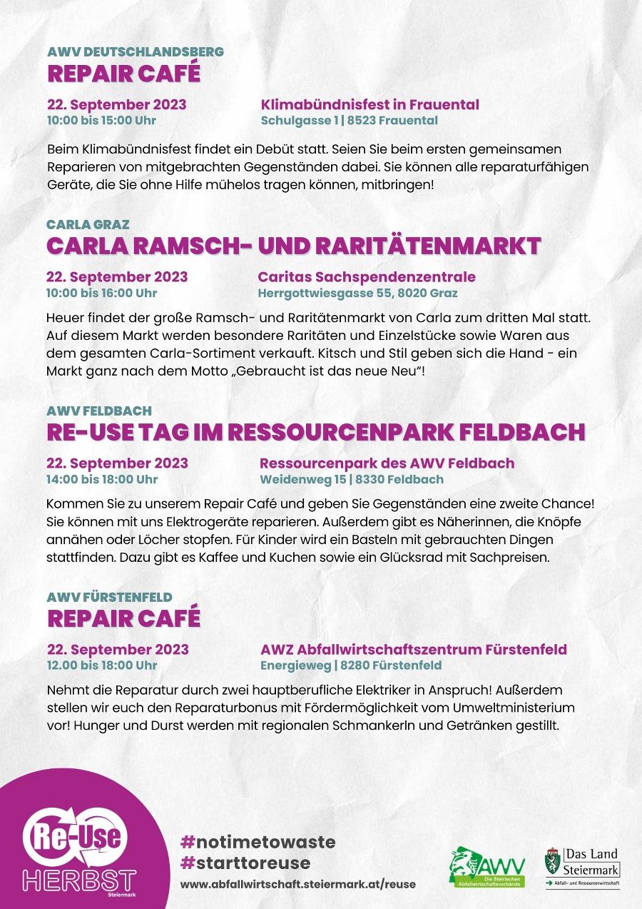 Seite 3 - Programm Re-Use-Herbst Steiermark 2023 